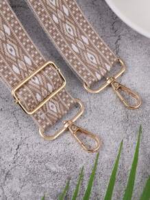 1pc Beige Diamond Pattern Stylish Wide Strap Bag Nylon Adjustable Replacement Strap For Crossbody Handbag Wallet