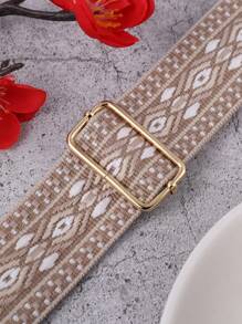 1pc Beige Diamond Pattern Stylish Wide Strap Bag Nylon Adjustable Replacement Strap For Crossbody Handbag Wallet
