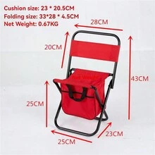 1 pieza Taburete plegable pequeño con almacenamiento, silla plegable portátil - Rojo - Ver 3