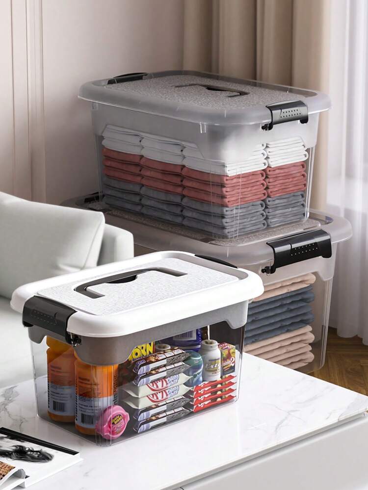 8 Cesti Portaoggetti In Plastica Impilabili – Con Maniglie, 30x20x12 Cm, Organizzatori Per Cucina, Armadio, Ufficio, Bagno