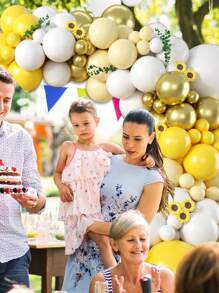 马卡龙黄金白金气球拱门套件适用于波西米亚风阳光雏菊蜜蜂主题生日婴儿送礼会装饰、圣诞节 - 彩色 - 查看 4