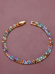 1入流行女式多彩鑽石手鍊，簡約個性細鏈手鍊 - 彩色 - 查看 12