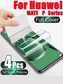 4pcs Full Coverage Hydrogel Screen Protector Film, Compatible With Honor/ Phones, Soft Film, Not Glass Gift For Birthday, Family, Friends Phone Screen Protector, Phone Accessories - Clear - View 2