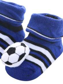 Meia pantufa bebê - Azul e Branco - Visão 2