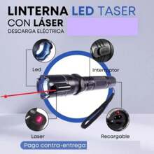 Lampara Taser Con Laser Descarga Recargable Led 288, Rompe Cristal, Lámpara de Procteccion - Negro - Ver 2