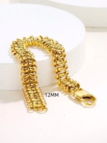 ZG YING ZHOU ZGYZ 1pc Fashionable Unisex Stainless Steel Centipede Chain 18K Gold Color Bracelet, Versatile For Couples, Wedding, Party Gift, Simple Middle Eastern Handmade Chain Bracelet