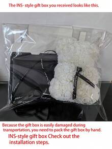 1pc Forever Preserved Rose Flower, Valentine's Day & Birthday Gift, Wedding Souvenir, Creative Gift With Simulated Pe Flower & Foam Bear - Pink - View 7