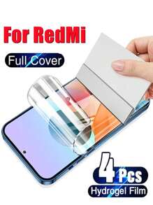 4 Stück Vollabdeckung HD Hydrogel Folie, explosionsgeschützt und kratzfest, kompatibel mit Xiaomi Poco Redmi Bildschirmschutz, weiche Folie, nicht Glas, Geschenk für Geburtstag, Familie, Freunde, Handyzubehör, wasserdicht, stoßfest, kratzfest, fingerabdruckfest