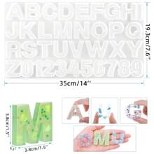104入組硅膠樹脂字母,數字橡膠模具,鑰匙扣和珠寶製作橡膠模具,配有鑰匙扣和滴管,適用於製作鑰匙扣,門牌等 - 104件 - 查看 4