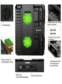Base Ventilador Para X-box One X y S Con Soporte Carga 2 Controles - Negro - Ver 3