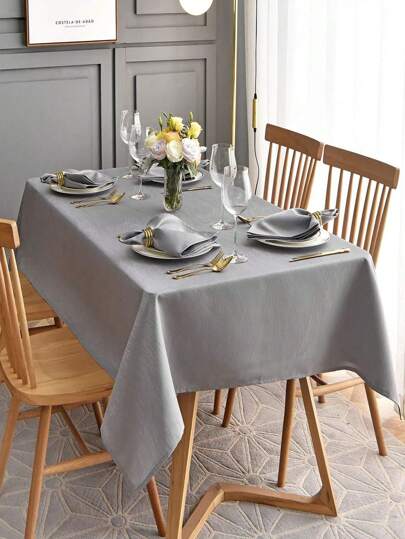 1pc Waterproof Solid Color Simple Portable Lightweight Table Cloth With Wavy Pattern High-End Feeling Multiple Sizes Dustproof Tablecloth