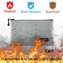 Fireproof Document Bag Waterproof Money Bag With Zipper Closure, Fireproof Envelope, Storage Pouch For A4 Letter Size Document, Cash, Cell Phone, Tablet, Credit Card,Passport Black - Black - View 3