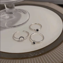 3pcs Vintage French Blue Minimalist Design Stackable Open Circle Ring Set - 3 Piece Set Of Plain Hoops - View 7