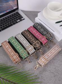 1pc Beige Diamond Pattern Stylish Wide Strap Bag Nylon Adjustable Replacement Strap For Crossbody Handbag Wallet