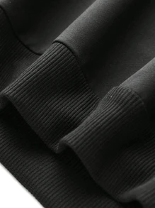 Boys' Y2K Casual Street Style Bear Print Crew Neck Sweatshirt, Versatile Streetwear For School, Vacation And Casual Outings, Spring Casual Fashion - Black - View 8