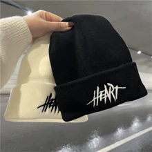 Street Winter Ins Knitted Hat, Hip Hop Style Embroidered Letter Knit Beanie For Men And Women, Warm And Fashionable