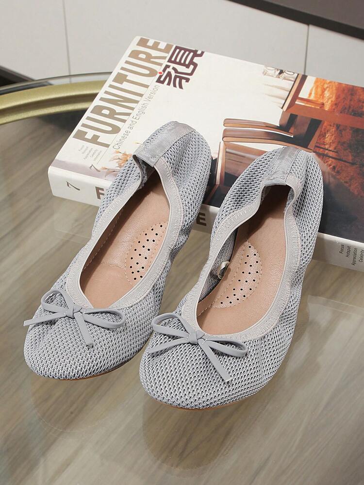 欧美风软底纯色女士乐福鞋春秋透气休闲平底低帮冰鞋船鞋驾车鞋 - 銀色 - 查看 6