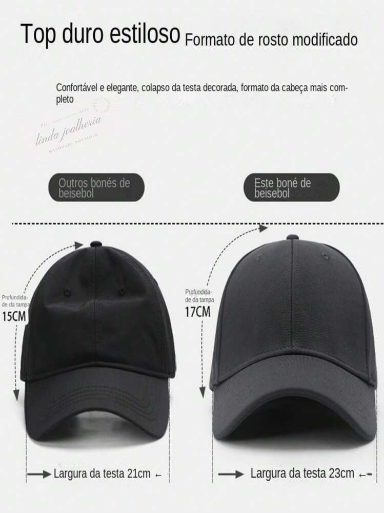 Boné Básico Unissex Aba Curva Com Regulagem Ajustável fivela em Metal Boné Clássico Para Qualquer Momento - Chumbo - Visão 2