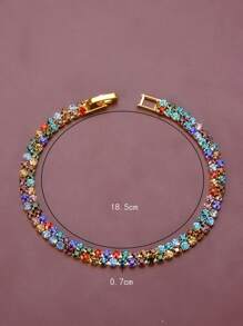 1入流行女式多彩鑽石手鍊，簡約個性細鏈手鍊 - 彩色 - 查看 7