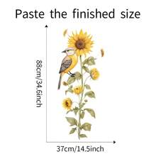 1張彩色手繪向日葵和鳥牆貼 - 彩色 - 查看 3