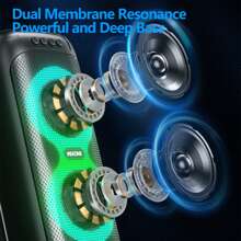 Remax Portable Wireless Speaker, Dual Speakers, Connection, Hifi Stereo, LED Colorful Lights, Wireless 5.3, Supports Microphone/AUX/USB/TF Card, Compatible With Home/Outdoor, Compatible With IOS/Android. - Black - View 7