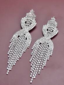 1pc Fashionable Rhinestone Earring For Women Exaggerated Party Wedding Jewelry Versatile Accessory - Yellow Gold - View 6