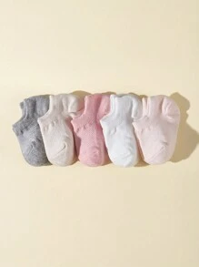 5雙春/夏實色網眼幼兒嬰兒船襪 - 彩色 - 查看 1