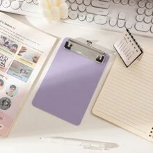 莫蘭迪色 A5 書寫板學生書桌墊夾板菜單和票據架 A6 紙張整理器垂直剪貼板,塑料 - 紫羅蘭色 - 查看 1