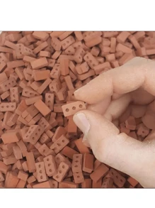 50pcs 1:16 Acacia Grove Realistic Mini Red Bricks - DIY Faux Brick Model, Compatible With Fairv Garden Architecture And Party Toy Creative Novel Building Blocks Toy - Red - View 3