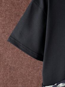 Tween Boy Camo Short Sleeve T-Shirt And Shorts Set With Bag, Spring Summer Casual Outdoor Outfit, 2pcs - Black - View 4