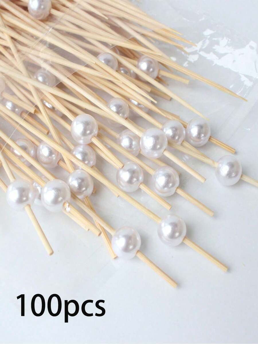 100 Fruit Toothpicks - Perfect For Appetizers, Beverages, Cooked Foods, And Parties - White - View 1