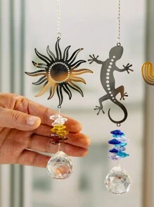 1pc Crystal Sun Catcher, Sun Lizard Cactus Crystal Wind Chime Pendant, Outdoor Gardening Light Collector Pendant For Wedding Home Decoration Gifts Birthday Graduation