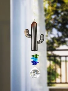 1pc Crystal Sun Catcher, Sun Lizard Cactus Crystal Wind Chime Pendant, Outdoor Gardening Light Collector Pendant For Wedding Home Decoration Gifts Birthday Graduation