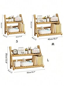 1pc DIY Foldable Bamboo Plant Stand For Potted Plants - Apricot - View 9