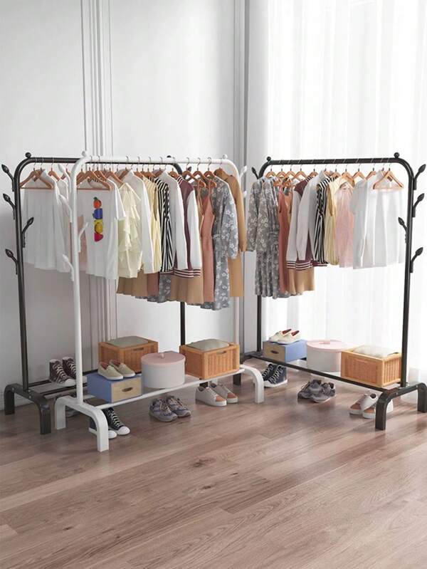 1 Pieza Estante Independiente Para Secar La Ropa Con Estante De Almacenamiento, Estante Para Zapatos / Sombrero, Perchero Para Sombrero Del Hogar, Colgador De Ropa Para Balcón