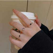 3pcs Vintage French Blue Minimalist Design Stackable Open Circle Ring Set - 3 Piece Set Of Plain Hoops - View 1