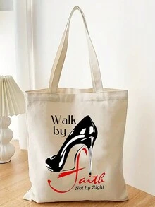 時尚的肩背包,休閒簡約手提包,假日禮品包,大容量耐用的包,圖案印刷,是購物通勤的完美手提包 - 白色 - 查看 4