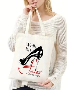 時尚的肩背包,休閒簡約手提包,假日禮品包,大容量耐用的包,圖案印刷,是購物通勤的完美手提包 - 白色 - 查看 2