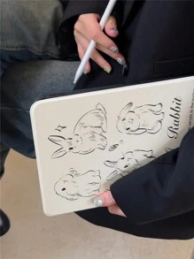 复活节苹果兔 360° 可旋转支架翻盖保护套带触控笔支架，兼容 iPad 10、iPad Air 4/5、iPad 9.7 英寸、iPad 9/8/7、10.2 英寸、iPad Pro 11 英寸 - 白色 - 查看 6