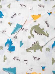 男孩夏季恐龍印花T恤和褲子睡衣 - 白色 - 查看 4