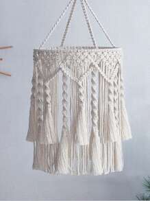 1 件手工波西米亚编织挂饰，带流苏的灯罩，复古装饰（不含灯）