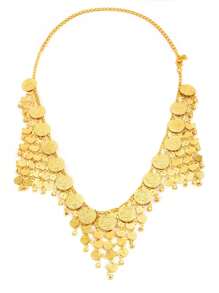 1件新款金属装饰肚皮舞腰链，带垂坠吊坠，波西米亚风，适合万圣节、情人节、夏季、开学季、秋季等场合。 - 金色 - 查看 5