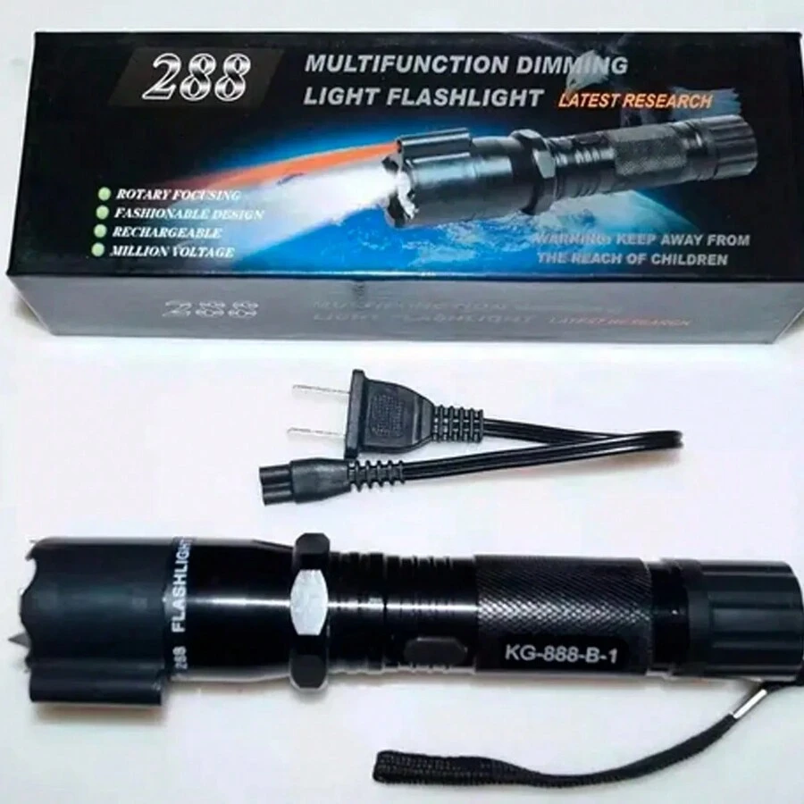 Lampara Taser Con Laser Descarga Recargable Led 288, Rompe Cristal, Lámpara de Procteccion - Negro - Ver 1