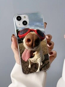 1入組有趣舌頭狗眼鏡圖案TPU全包式手機保護殼，適用於iPhone - 彩色 - 查看 1