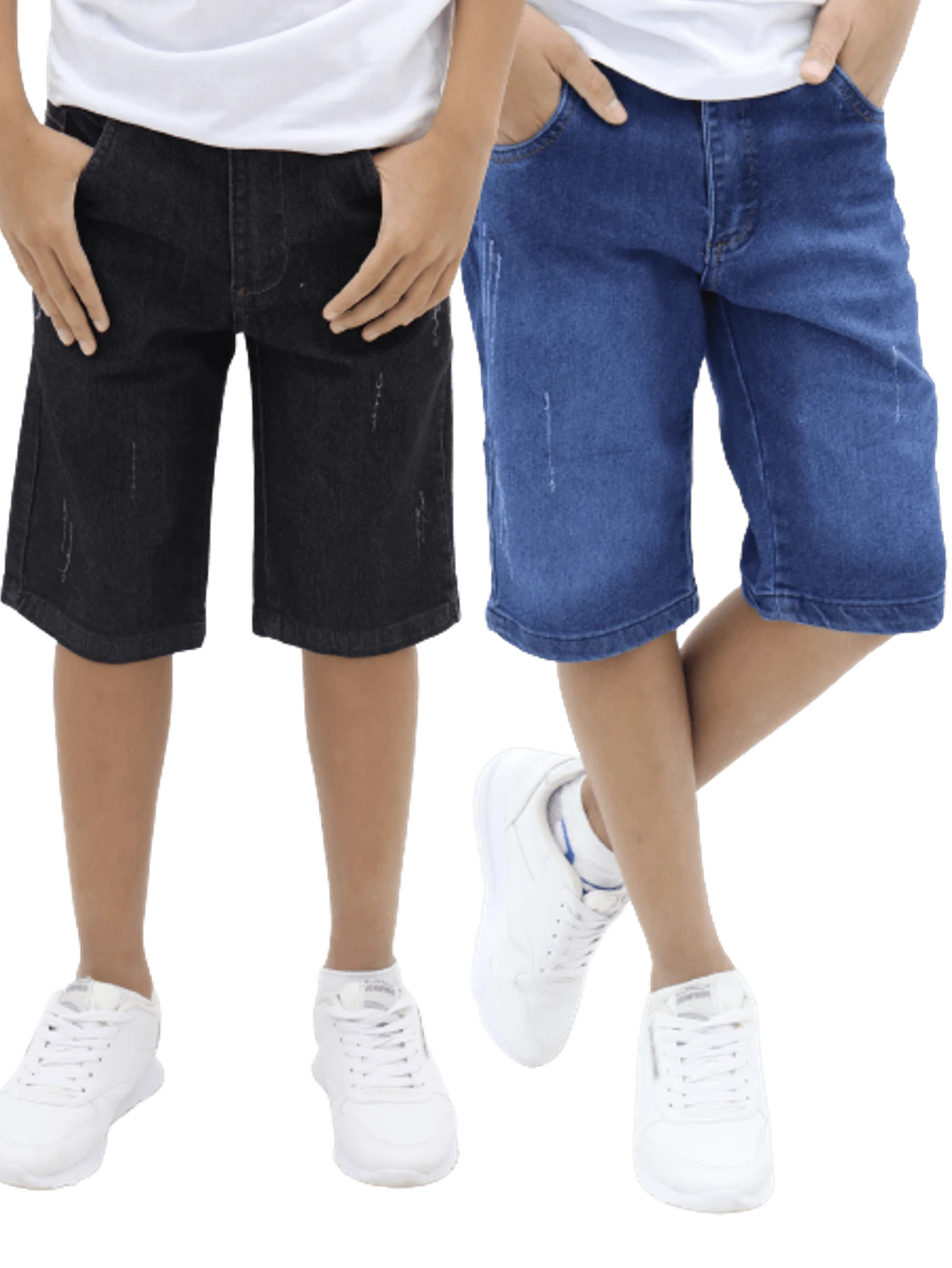 Men Denim Shorts - 深色牛仔褲+黑色牛仔褲 - 查看 1