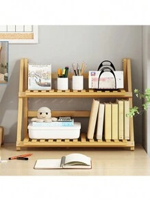 1pc DIY Foldable Bamboo Plant Stand For Potted Plants - Apricot - View 2