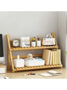 1pc DIY Foldable Bamboo Plant Stand For Potted Plants - Apricot - View 1