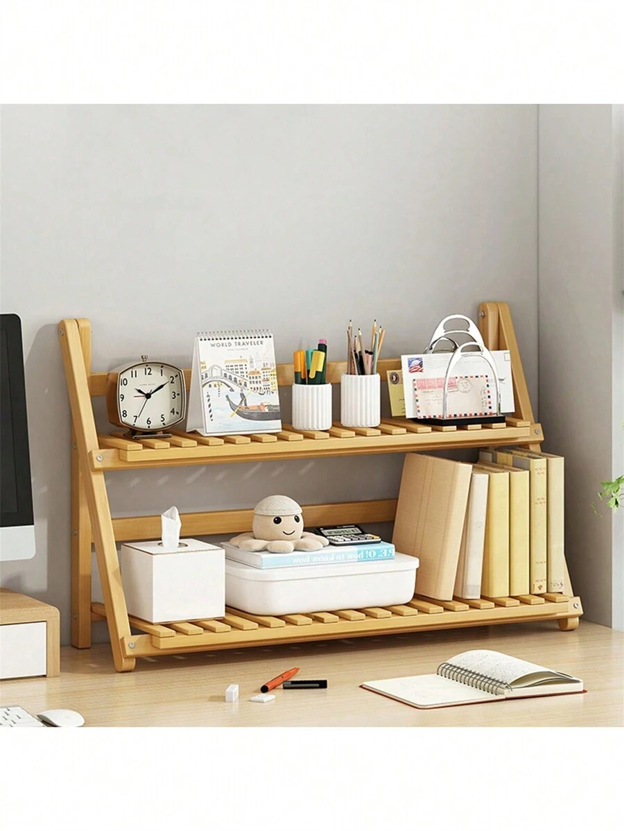 1pc DIY Foldable Bamboo Plant Stand For Potted Plants - Apricot - View 1