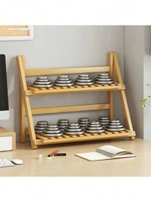 1pc DIY Foldable Bamboo Plant Stand For Potted Plants - Apricot - View 4