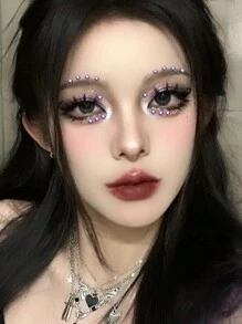 1 Pieza De Joyería Diy De Gemas De Rostro De Diamantes De Imitación De Color Morado Claro Para Lucir Un Maquillaje De Ojos Festivo - Morado - Ver 5